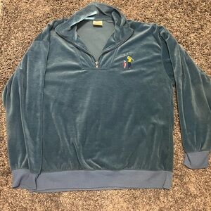 super soft velour blue/green quarter zip